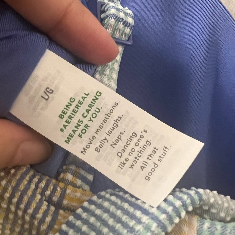 *FINAL DROP* NWT Aerie Large Patchwork Tie Back Scoop Bikini Top Blue Yellow - Picture 4 of 10